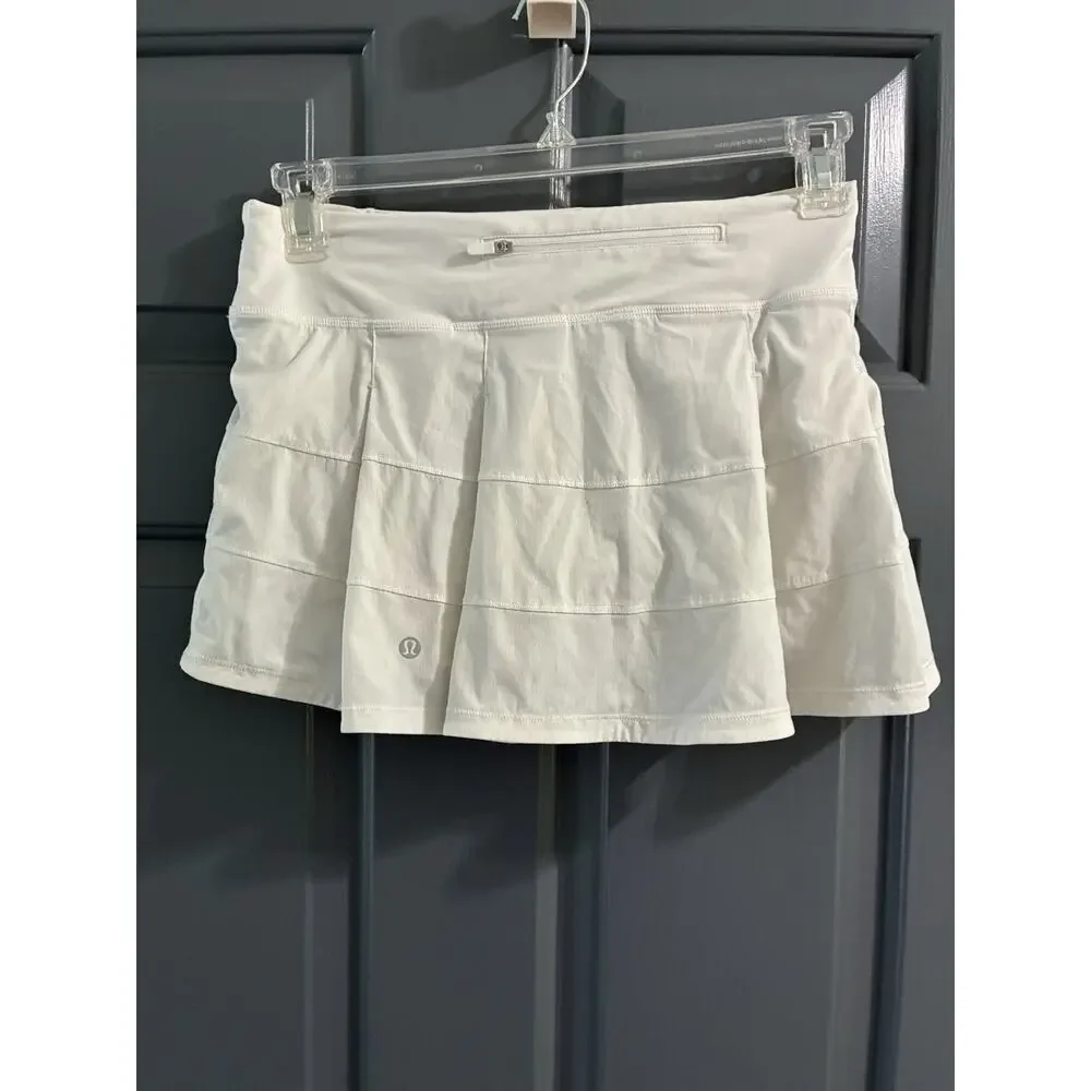 Lululemon Pace Rival Skirt Size 6 WHITE Mid-Rise Length *12” Excellent Cond